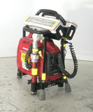 Dual V-Star LED portable LENTRY Light System Model 1STARSS shown with the three independently adjustable legs and telescoping poles fully retracted and both light heads folded back over the top of the generator.