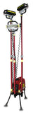 Triple LED Lentry Lighting System model 1STARXXX with all-terrain legs fully extended and the lights almost fully extended and arranged to create 360-degrees of light