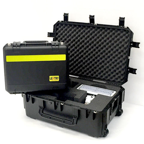 Lentry V-Spec LED Cases C2318 shown closed and C3422 shown open with two V-Spec LED light heads inside
