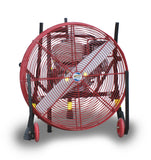 Base Model Ventry Fan Model 24GX200 includes Solid Rubber Wheels & Skids. Shown with the three independently adjustable legs retracted.