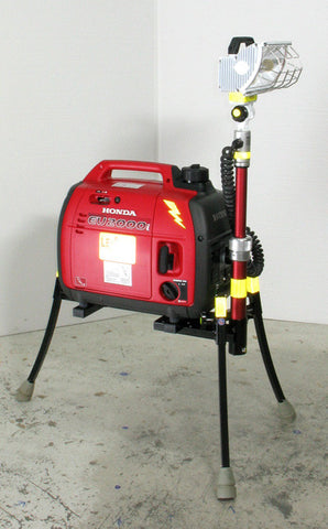 LENTRY Lighting System model 2OPUPS with a 2200w generator and 750W halogen light, shown fully extended
