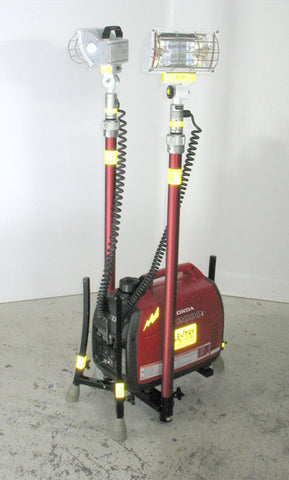 Dual LENTRY Halogen Portable Scene Lighting System Model 2OPUPXX shown fully retracted