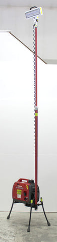 All-Terrain Jobsite Lighting System Model 2SPECH stands up to 13-feet fully extended as shown and built to meet DOT flagger lighting regulations.