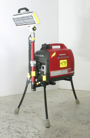 LENTRY LED Portable Lighting System Model 2SPECS offers 28,000 lumens, shown fully extended
