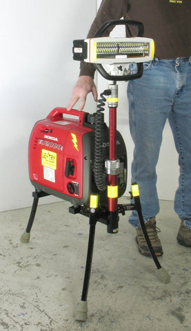 LENTRY V-Star LED Portable Light Model 2STARS shown with the all-terrain legs and telescoping LED fully extended