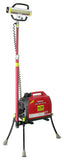Lentry Portable LED Lighting System Model 2STARX shown with the all-terrain legs fully extended and the telescoping LED partcially extended