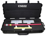 Lentry Case C5022 shown open withe the 2-Headed LED and XT height pole stored inside, which are components of Lentry Utility Model TWSPX-SS-C50