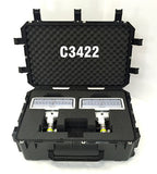 Lentry Case C3422 is included with model 2SPECSS-C34. Shown open, with 2 LEDs inside.