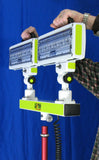 The 2-Headed LED light head easily disconnects from the telesecoping pole with the turn of a knob on Lentry Lighting System Model 2TWSPX-C34,