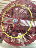 Ventry brand, stainless-steel, Cooling Misting Ring Kit with Filter, installed on a 20-inch Ventry fan.