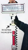 The Quick Release knob is attached to the light head portion of all Lentry Lighting Systems, and allows for quick attachment/detachment of the light head to the telescoping pole as shown
