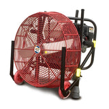 Ventry 20-inch Fan Model 20GX120 with optional Solid Rubber Wheels & Skids shown with the three independently adjustable legs retracted, ready for transport or storage