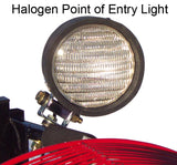 Close-up of optional halogen Point of Entry  light on top of a Ventry Fan. Light option is only available on Ventry Fan models 20GX160 and 24GX160.