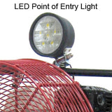 Close-up of optional LED Point of Entry Light on a Ventry Fan. Light option is available on Ventry Fan models 20GX160 and 24GX160 only.