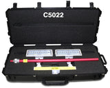 Case C5022, included with Lentry Lighting System Model 2TWSPX-C50, shown open with the 2-Headed LED light head and XT height pole inside