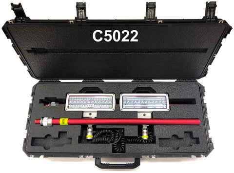 Case C5022 included with Lentry Lighting Model 1SPECXX-C50. Shown here with both light heads and both poles inside.