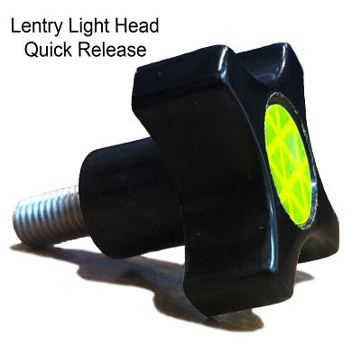 A Quick Release knob allows the light head to quickly attach/detach from the telescoping pole on any Lentry Lighting Systems. Quick Release knobs are included on new Lentry Light purchases and can retrofit onto older models where the light head can detach from the pole.