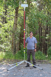 James, who is over 6-feet tall, stands next to Lentry Utility Lighting System Model SPECX-SS-C50, which stands at 11-feet tall. Case not shown