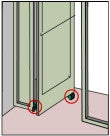 A drawing showing 1 of the four ways this Door Wedge can be used to keep a door propped open. Image used with permission.